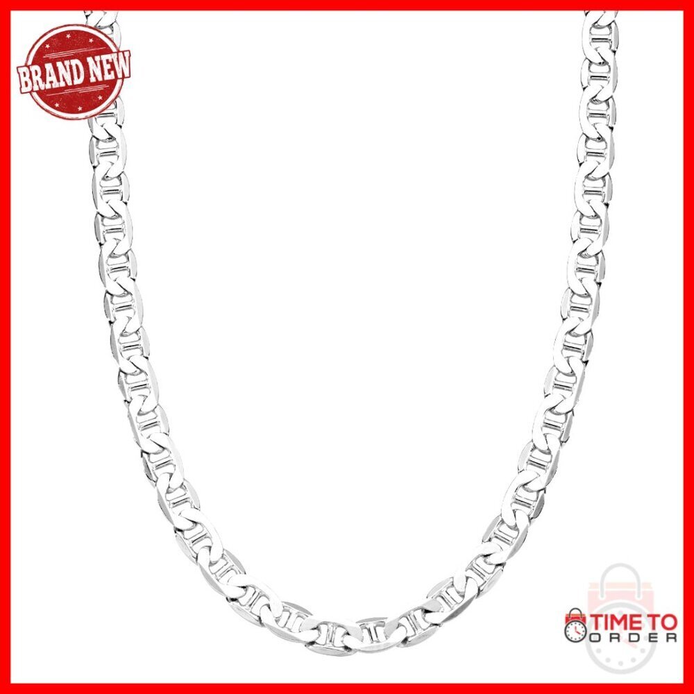 925 Sterling Silver Mariner Chain Necklace 6mm Wide 22-30 Inch Unisex